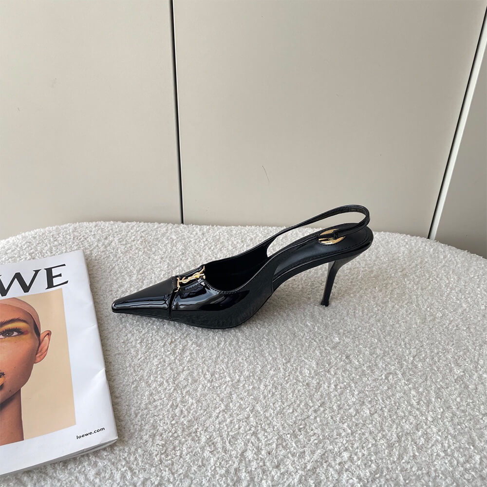 YSL Babylone Breteuil Slingback Pumps in Patent Leather