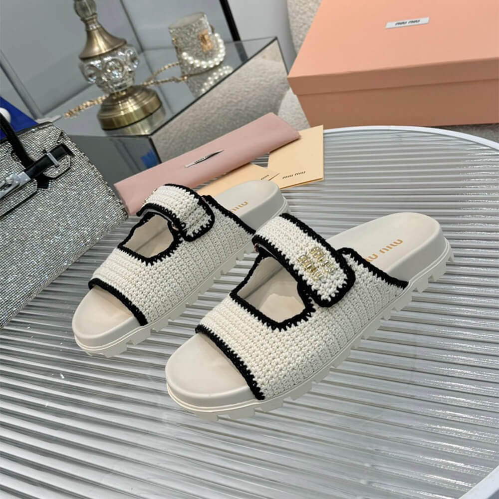 MiuMiu Crochet knit slides