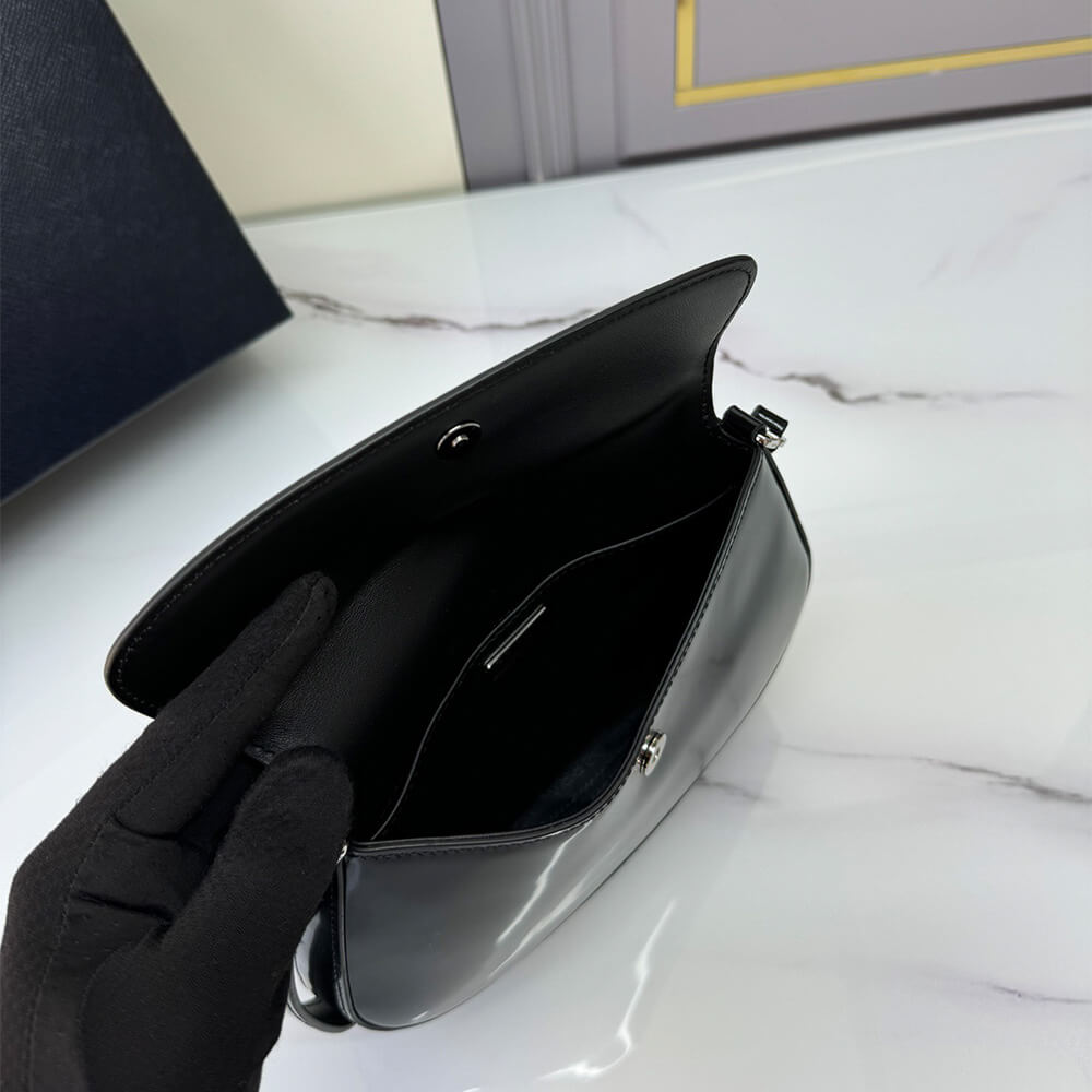 Small Prada Cleo brushed leather shoulder bag with flap