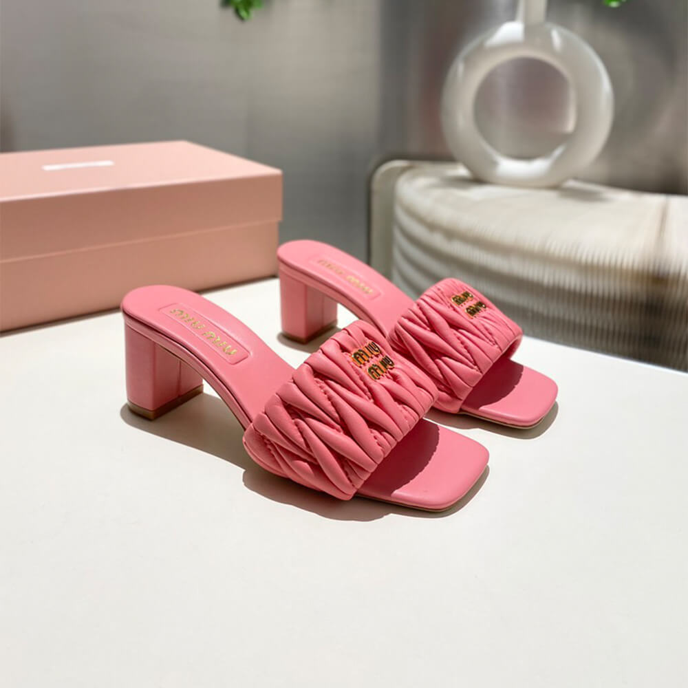 MiuMiu Matelass?? nappa leather slides