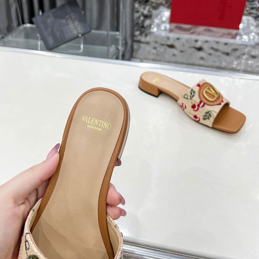VALENTINO VLOGO SIGNATURE cherry pattern jacquard sandals (heel height 2 cm)