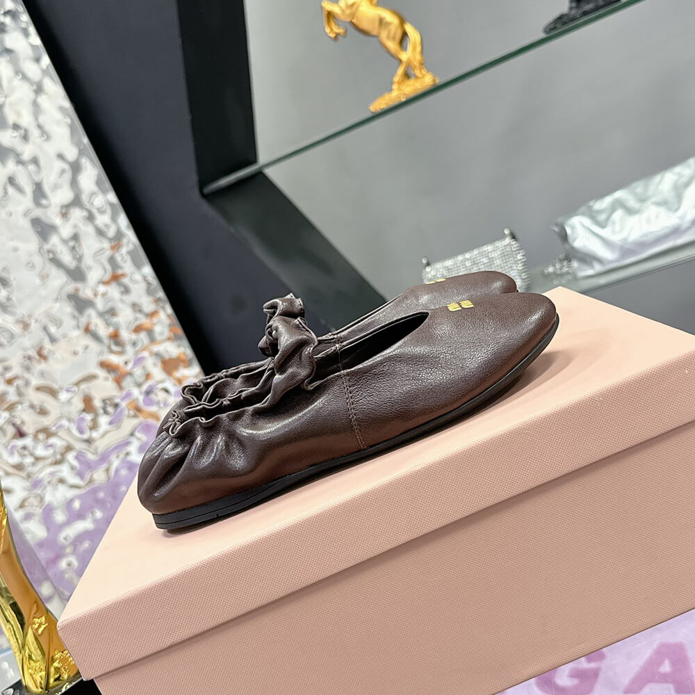 MIUMIU Ruches Nappa Leather ballet flats