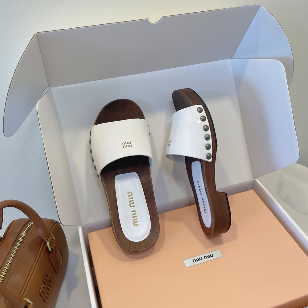 MiuMiu Patent leather clogs