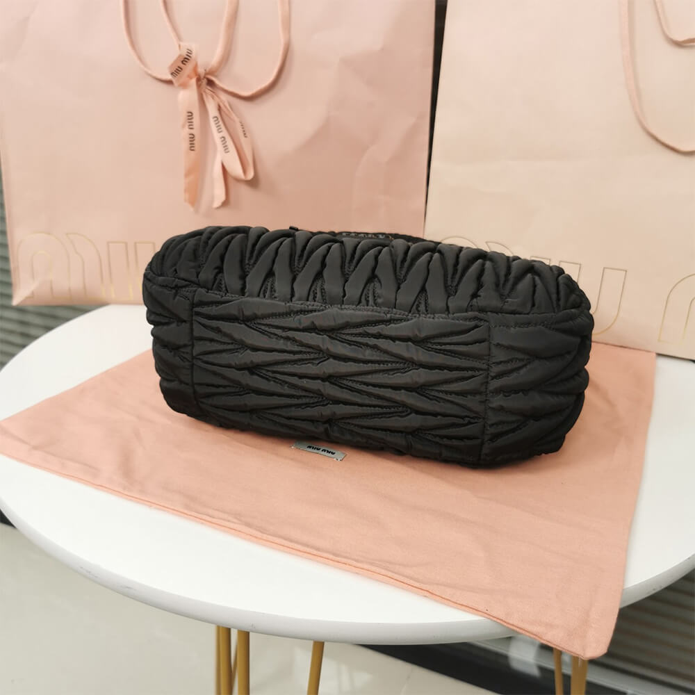 Miu Wander matelasse regenerated nylon hobo bag