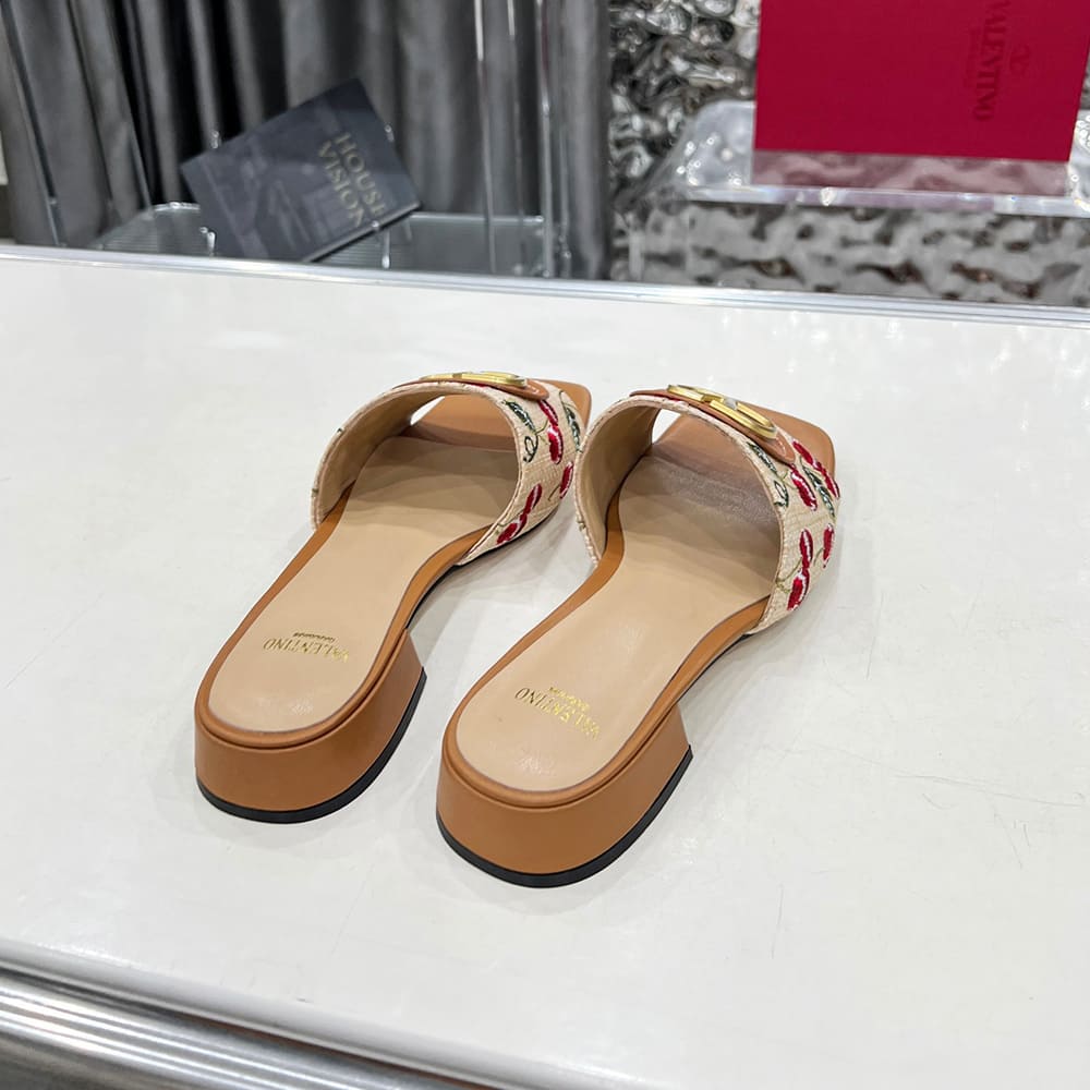 VALENTINO VLOGO SIGNATURE cherry pattern jacquard sandals (heel height 2 cm)