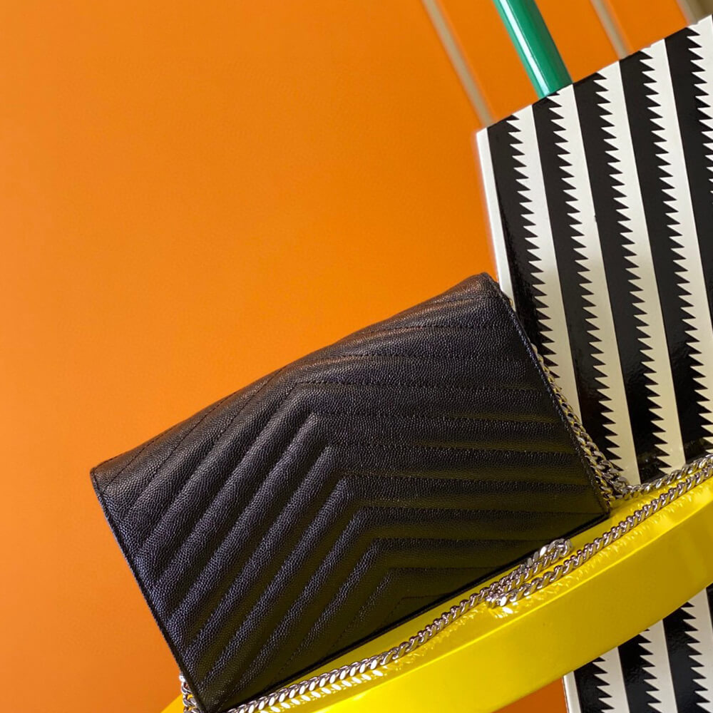 YSL classic cassandre chain wallet in grain de poudre leather(high-end grade)