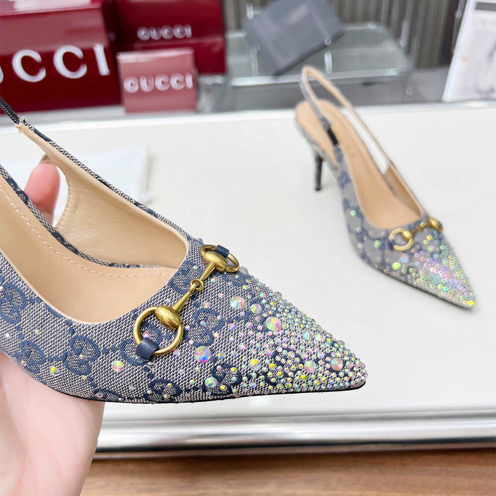 Gucci Women s slingback pump with crystal Horsebit