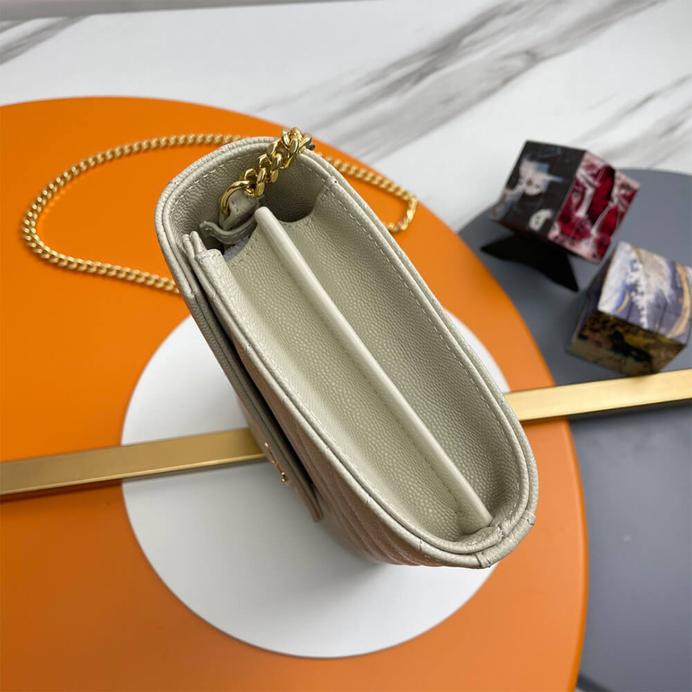 YSL classic cassandre chain wallet in grain de poudre leather