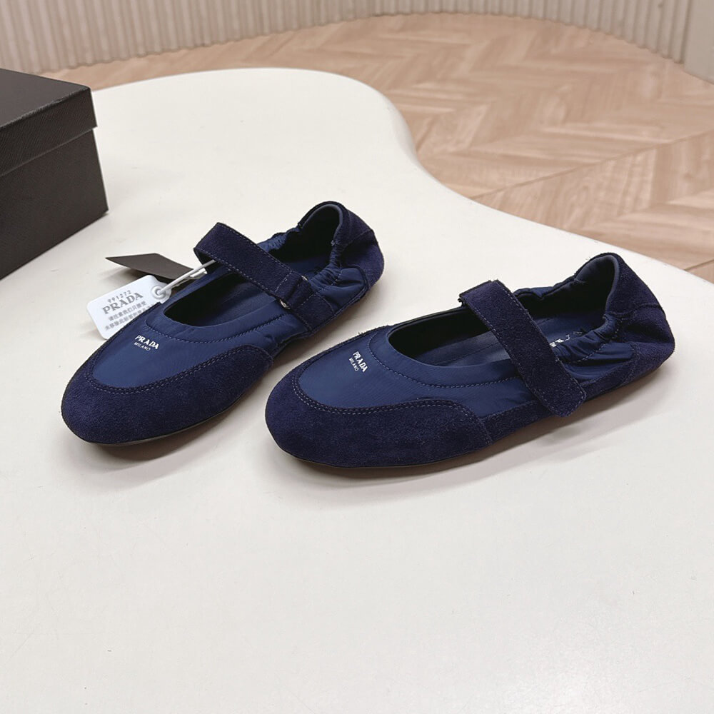PRADA Re-Nylon and suede ballet flats