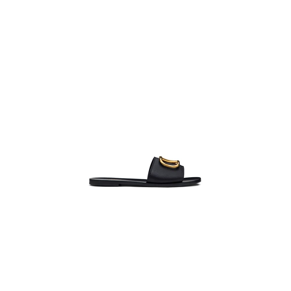 VALENTINO VLOGO SIGNATURE grained cowhide decorative elements slipper sandals (heel height 0.5 cm)