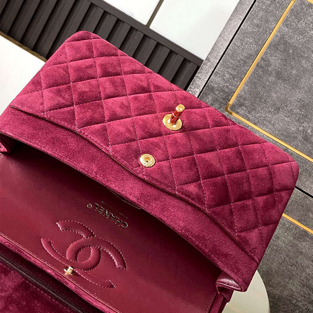 CHANEL Suede Classic Double Flap Handbag(HIGH-END GRADE)