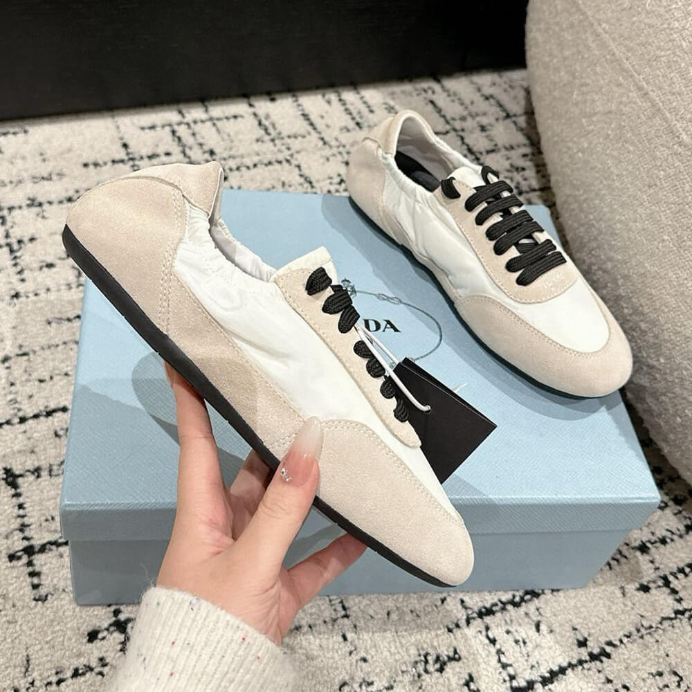 PRADA Collapse Re-Nylon and suede sneakers