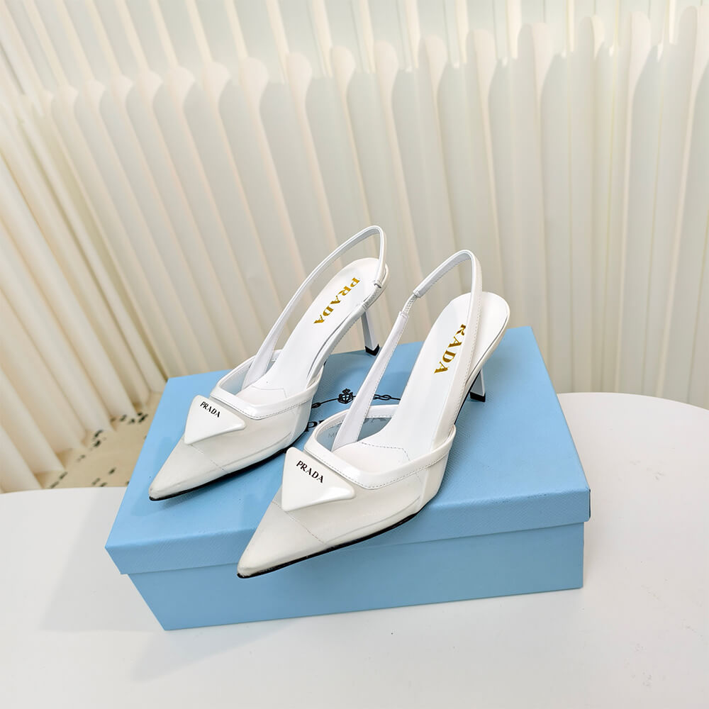 PRADA Mesh fabric slingback pumps