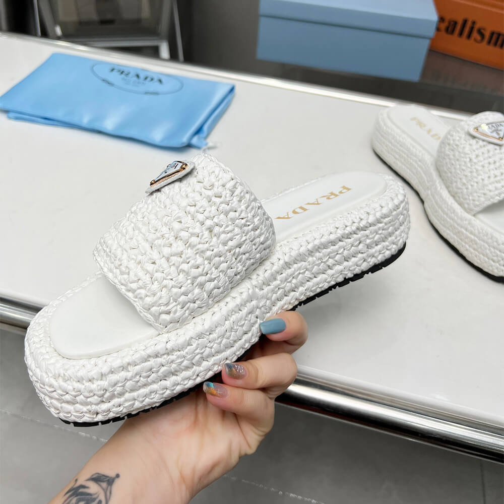 PRADA Crochet flatform slides