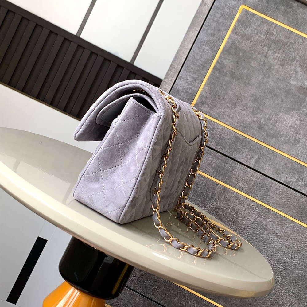 CHANEL Suede Classic Double Flap Handbag(HIGH-END GRADE)