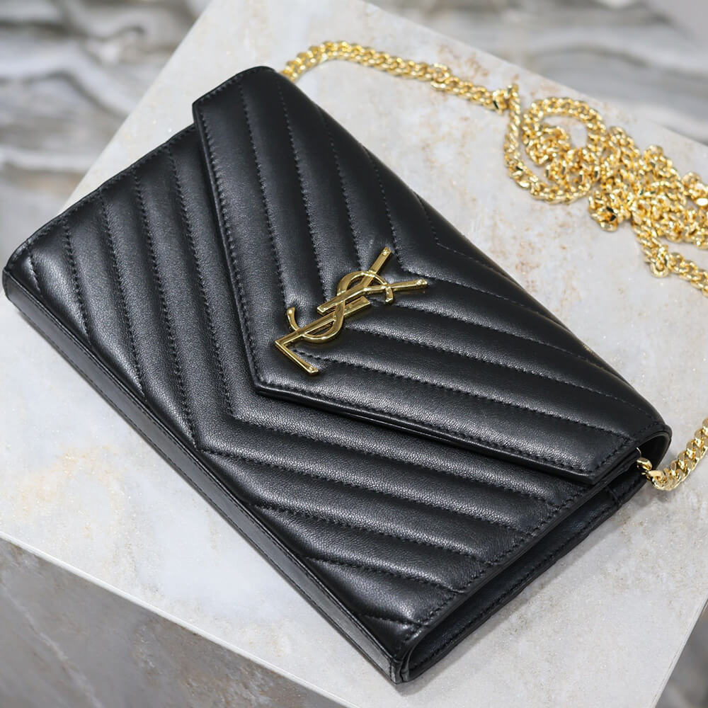 YSL cassandre chain wallet in lambskin