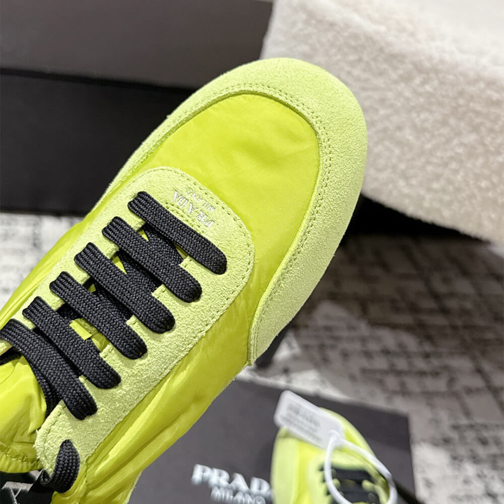 PRADA Collapse Re-Nylon and suede elasticized sneakers