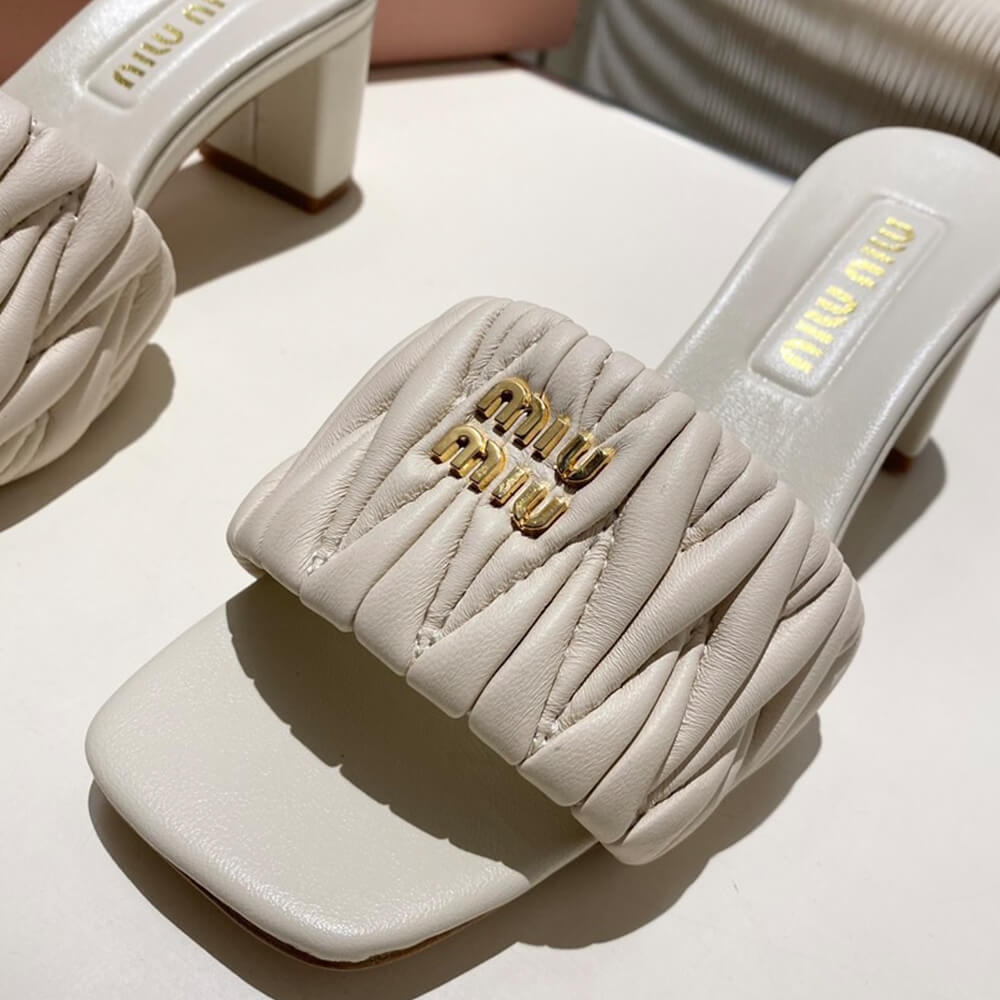 MiuMiu Matelass?? nappa leather slides