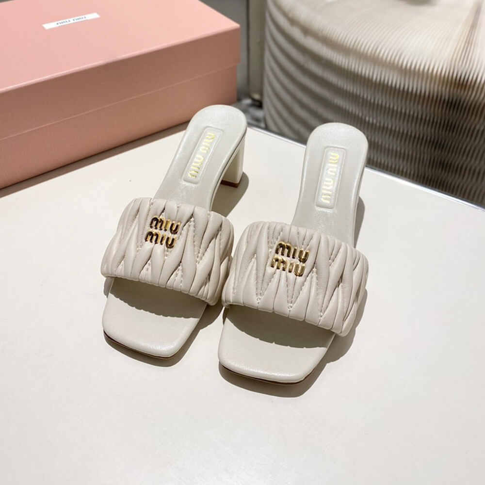 MiuMiu Matelass?? nappa leather slides