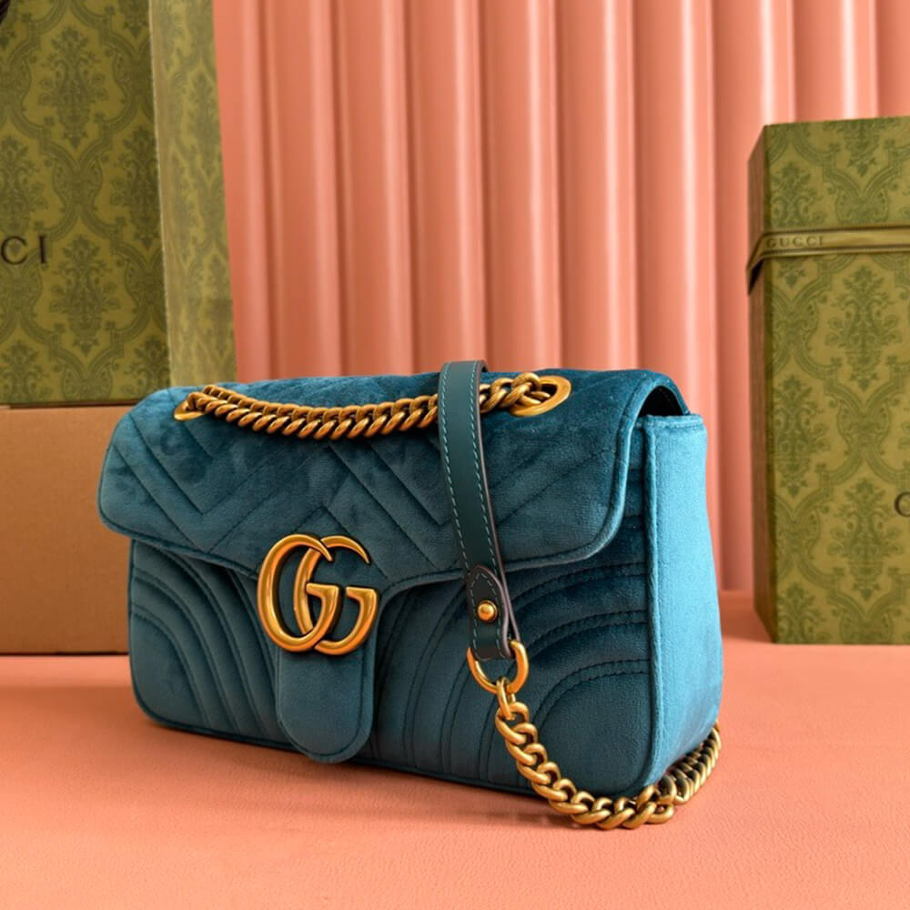 GG Velvet Small Marmont shoulder bag